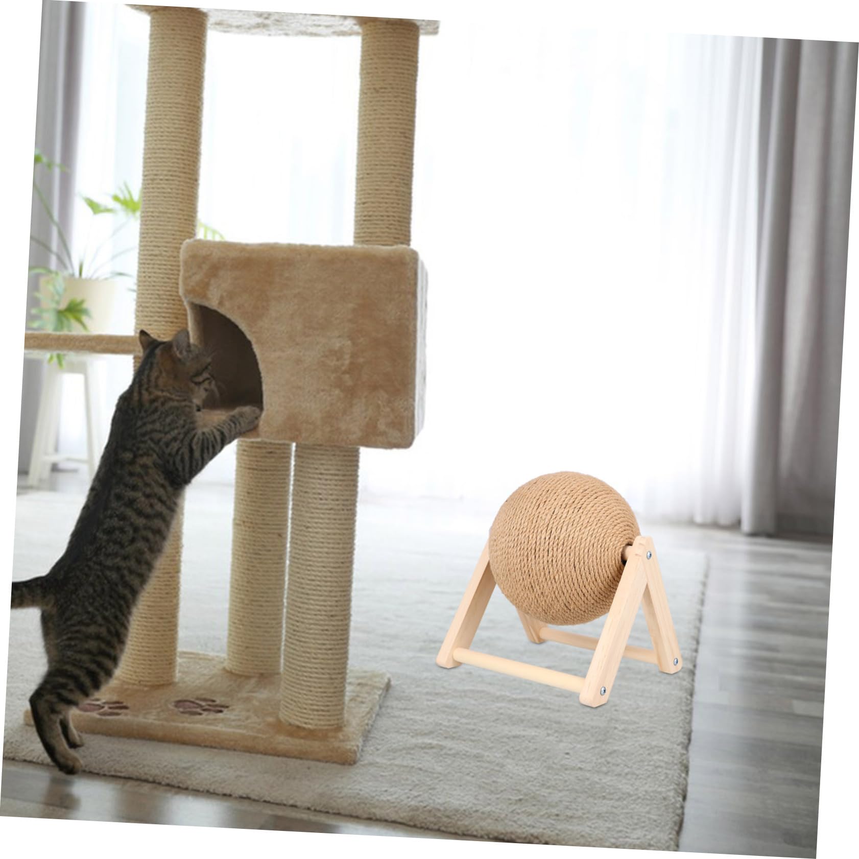 Kisangel Katzenspielzeug Kratzball Aus Sisal Für Katzen Interaktives Spielzeug Zur Krallenpflege Und Beschäftigung Für Katzen Und Kitten Einsamkeit Und Schützt Möbel