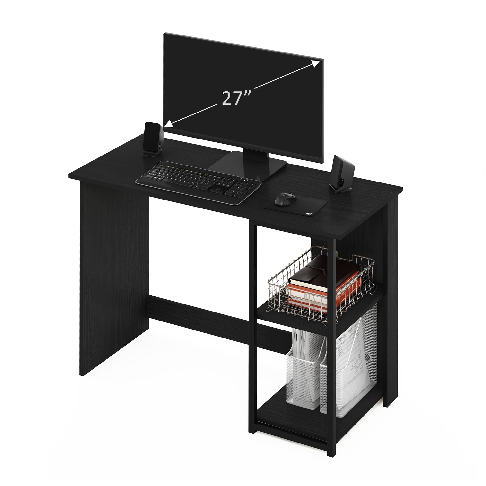 Furinno Camnus Scrivania per Computer, Engineered Wood, Americano/Nero, 74.2 (D) x 101.0 (W) x 45.0 (H) cm