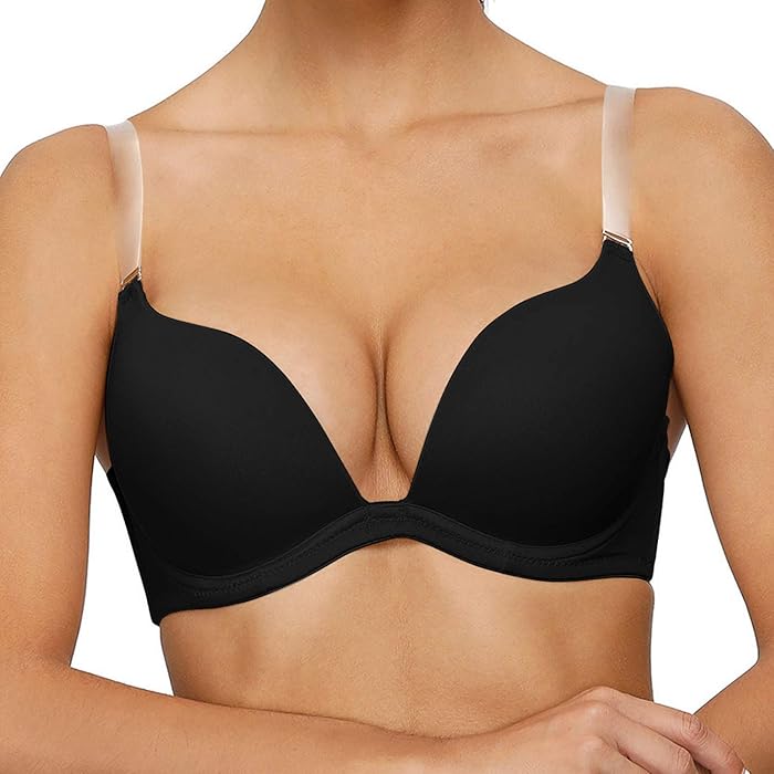 Buy Women's Convertible Push Up Bra Low Back Plunge Bras Multiway Deep