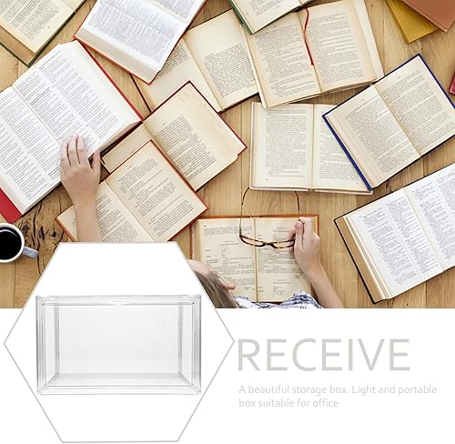 Miniatura 6 de Estuche de acrílico para exhibición de libros para aula, caja de almacenamiento apilable, organizador de almacenamiento pequeño para oficina en casa