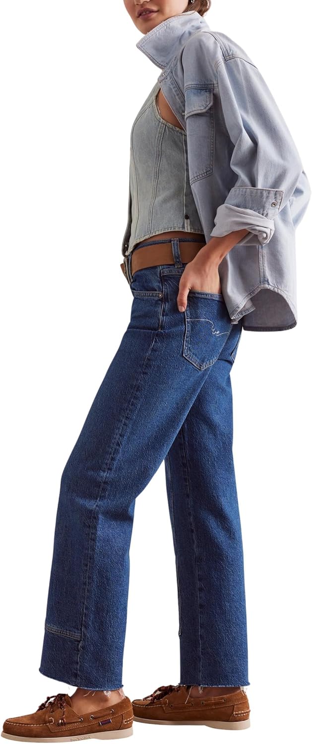 Free People Womens Risk Taker Mid-Rise Straight - Image 2