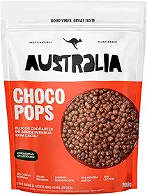Hart's Natural ChocoPops Australia Chocolate | Cereal Matinal Sem Adição de Açucar, Sem Glúten, Sem Lactose, Vegano | 100% Natural | Alto em Fibras | 200g
