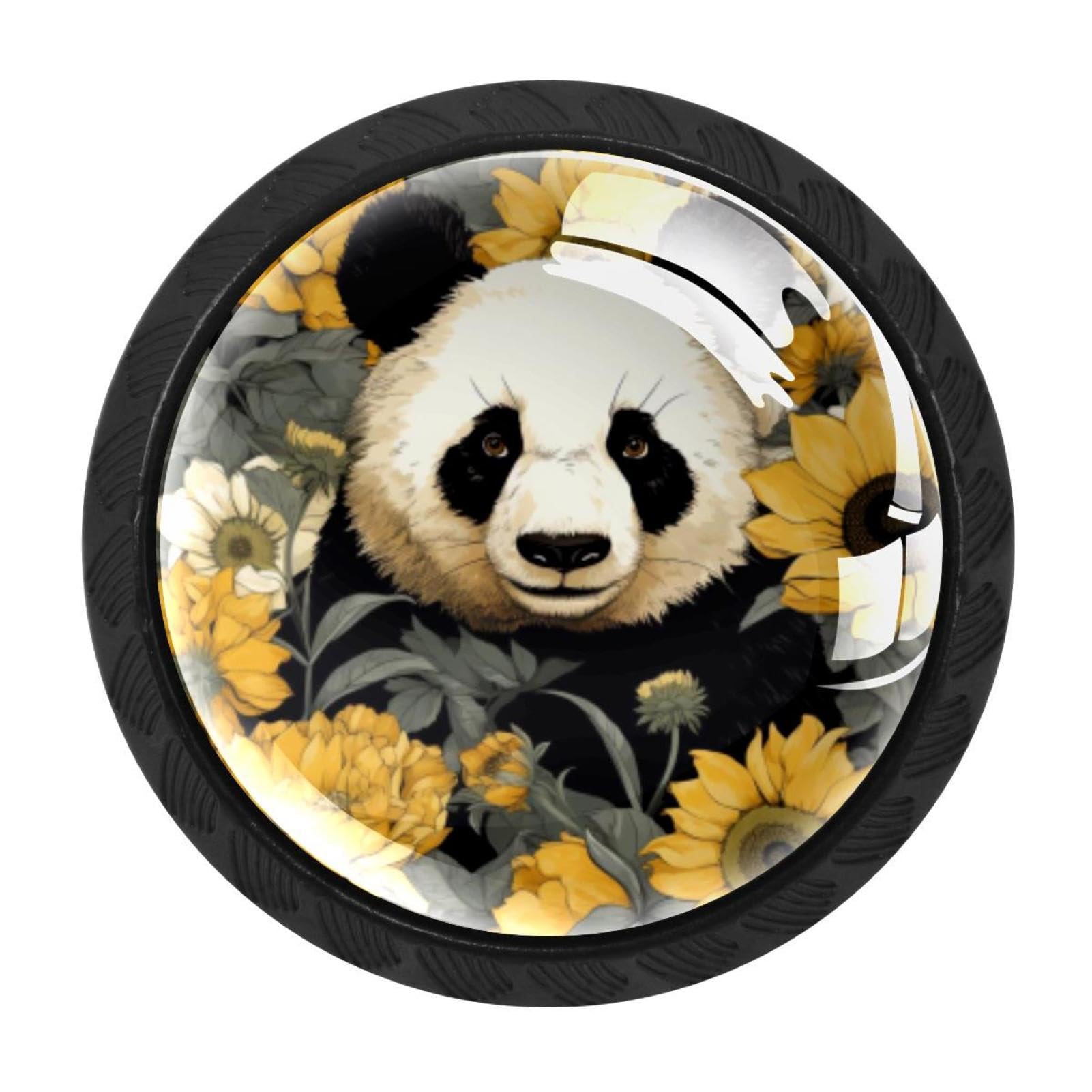 CHENZZZZ 4 Pieces Kitchen Cabinet Knobs Panda Sunflower Drawer Knobs Dresser Knobs Drawer Pulls Door Knobs Dresser Drawer Handles Knobs for Dresser Drawers