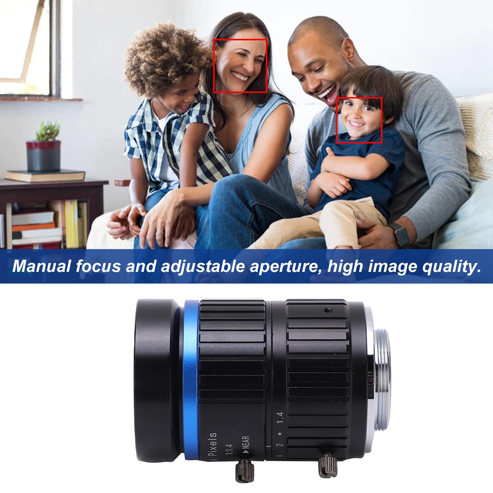 10MP C Mount CCTV Lens, 25mm Length, Manual Iris Surveillance Cameras, Sturdy Aluminum Alloy Shell, Wide Application in CCTV, TV, Video Cameras