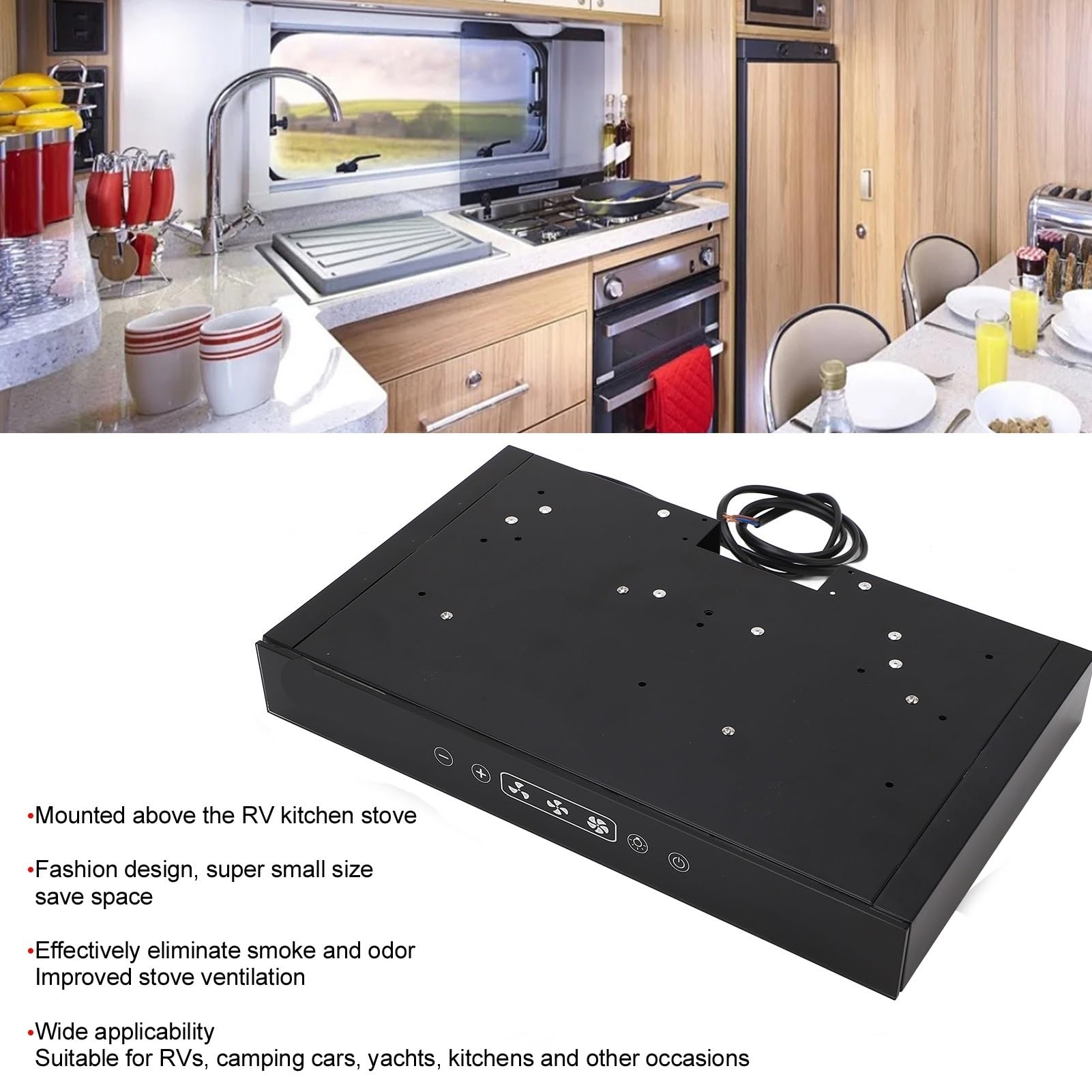 Okap kuchenny Okap kuchenny 12 V Okap kuchenny 3 prędkości regulowany z dotykowym ekranem LED Light