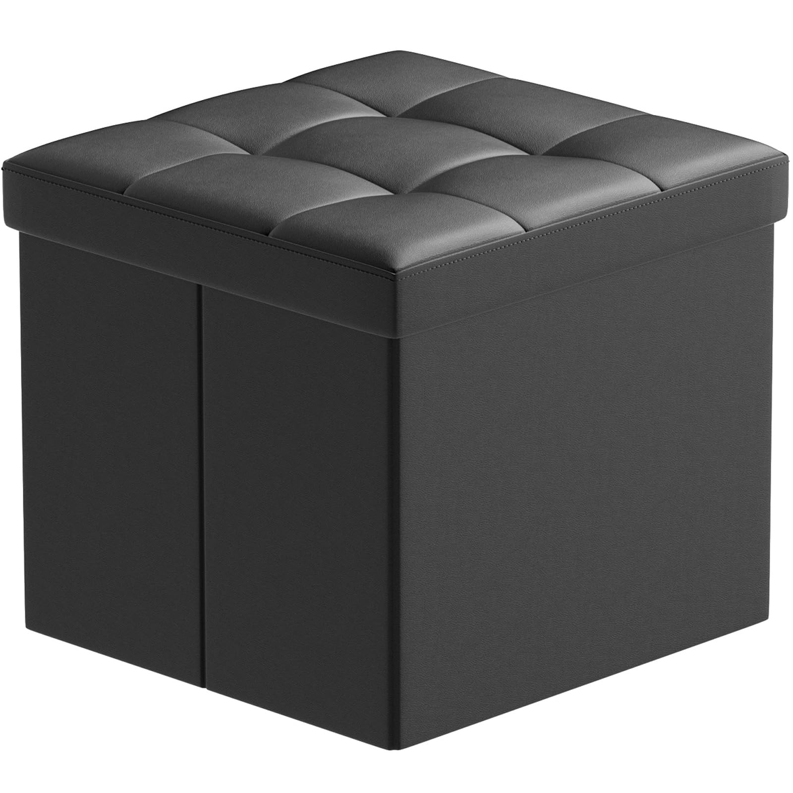 Bonlife Pouf con Contenitore Poggiapiedi per Divano Sgabello Basso Cubo Portaoggetti Pouf Ecopelle Salotto Tavolino da Salotto 30x30x30cm Marrone
