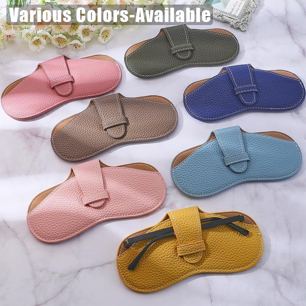 CREATCABIN Leather Sunglasses Case Slim Glasses Case Portable Bag Pouch Lightweight Travel Eyeglasses Holder Cover Pouch with Soft Cleaning Cloth for Women Men Holiday Vacation 6.9x3.4 Inch Yellow - Image 4