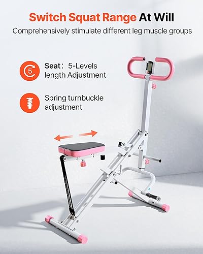 Miniatura 4 de VEVOR Máquina de sentadillas, máquina de remo para sentadillas profundas para el hogar, fácil instalación y equipo de ejercicio plegable, máquina de