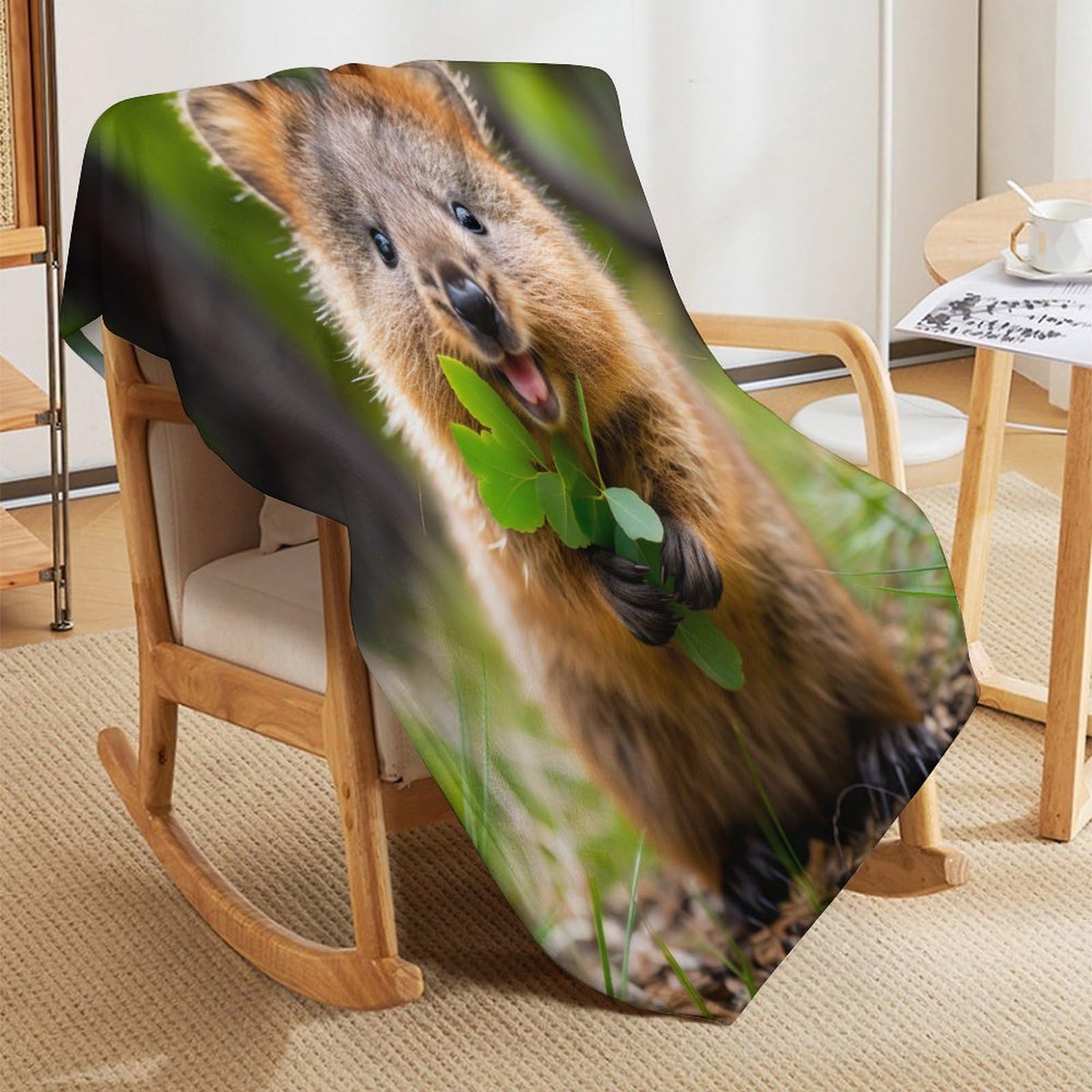 Fleece Decke Quokka, Kuschelweiche Flauschige Fleece Decken Für Couch, Sofa, Bett, Warme Decke Mikrofaserschläfchendecke, 150×200cm