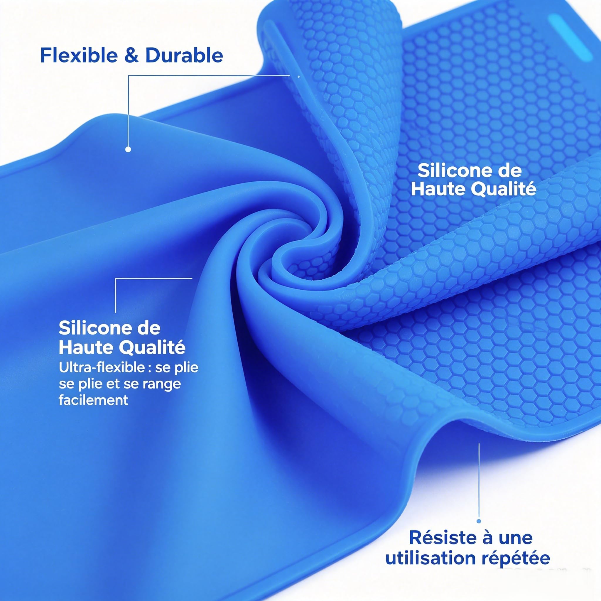 Lot de 2 presses de cire d'abeille en silicone pour fond de teint et fabrication de feuilles de cire d'apiculture, facile à démouler (44 x 27 cm, bleu)
