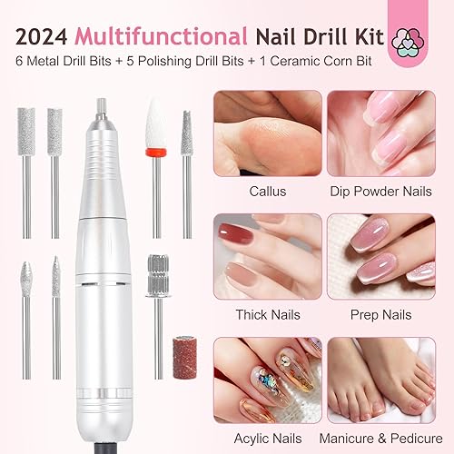 Miniatura 3 de SAVILAND Kit de taladro de uñas profesional máquina de lima de uñas portátil de 45000 RPM para quitar uñas de gel acrílico, lima de uñas eléctrica