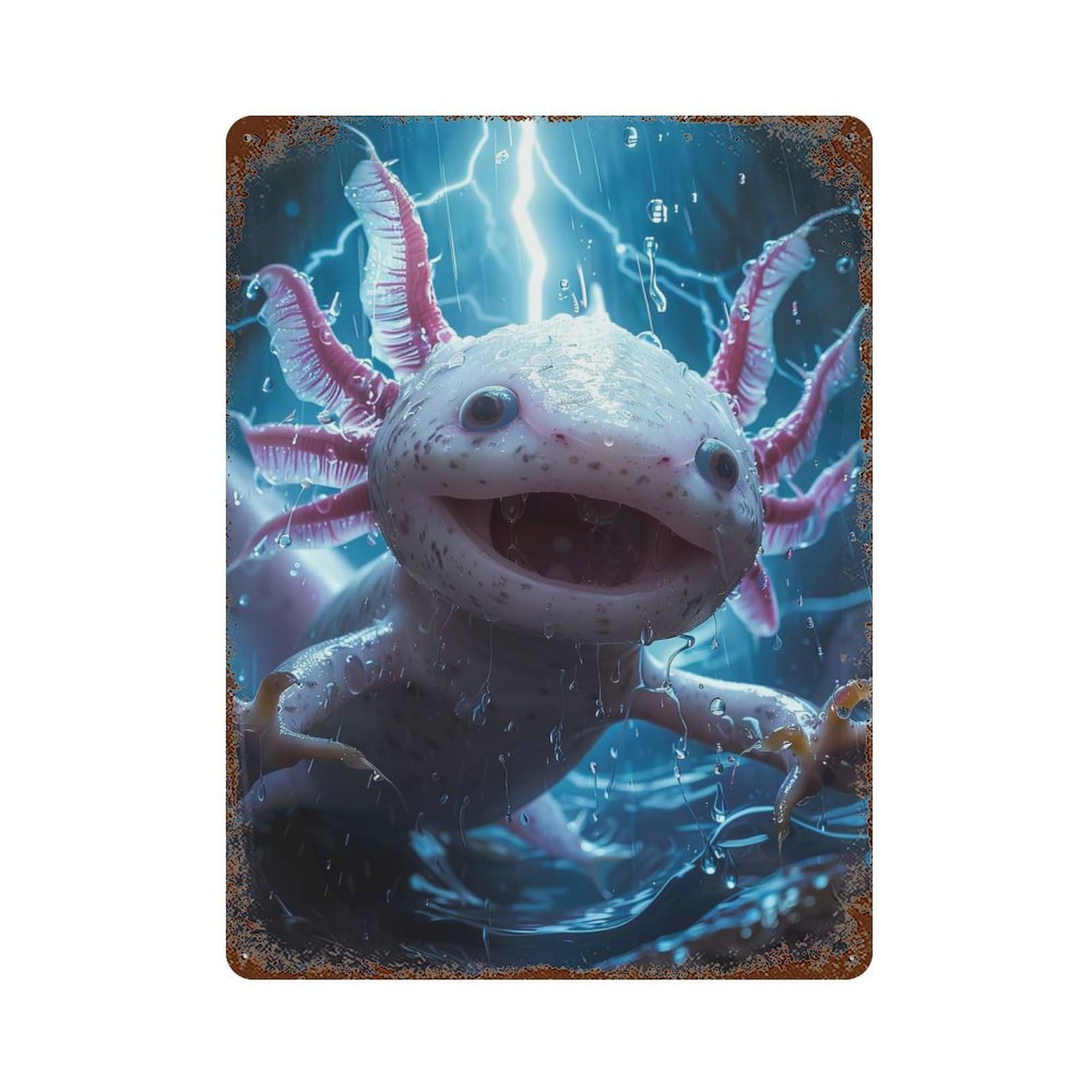 Axolotl Lightning Retro Metal Sign 15.7"x11.8", Shabby Chic Decor for Garage, Pub Or Kitchen