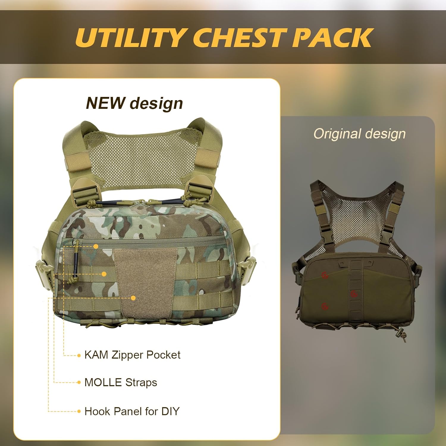 Tactical Chest Pack Bag Molle EDC Pouch Bag with CCW Compartment Adjustable Strap Workouts Fishing Hunting - Image 6