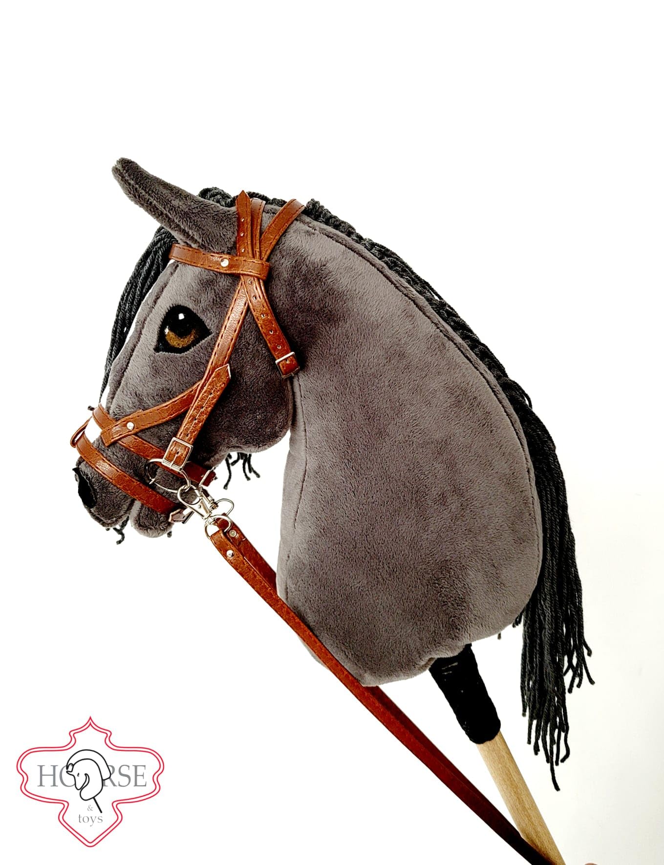 Hobby Horse Hobbypferd groß A3 (Pferd auf einem Stock) komplett mit Geschirr wie auf dem Foto (Blau)