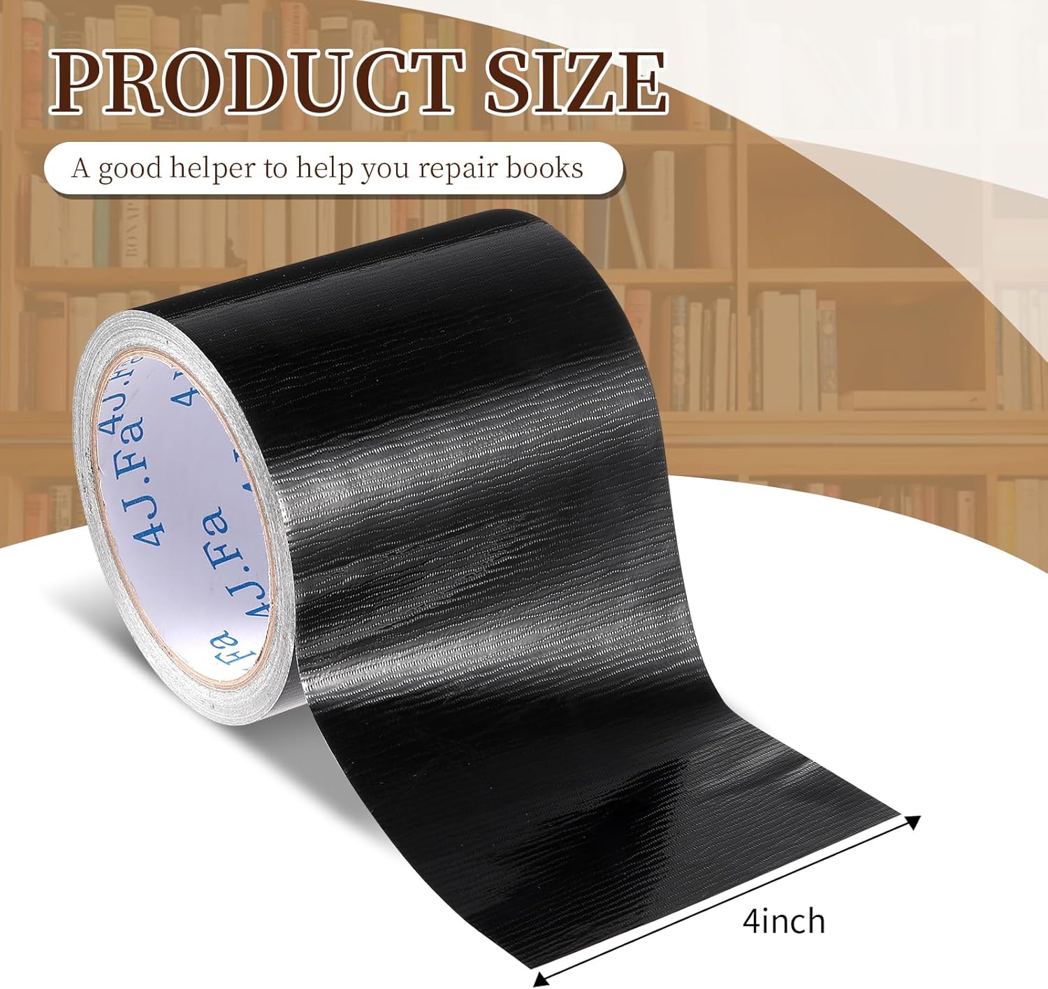 4 Inch Black Book Binding Tape 540 Inch Book Spine Tape Cloth Book Repairing Tape Library Supplies Book Adhesive Tape Thick Book Tape for Covering Hardback Broke Used Book Stitched Office Arts（200u）
