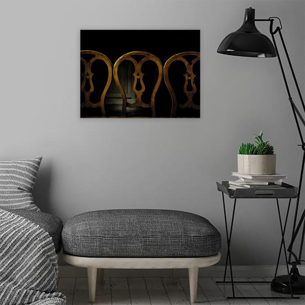 VERRE ART Printed Framed Canvas Painting for Home Decor Office Wall Studio Wall Living Room Decoration (22x14inch Wrapped) - Des Vieilles Chaises Jaunes...