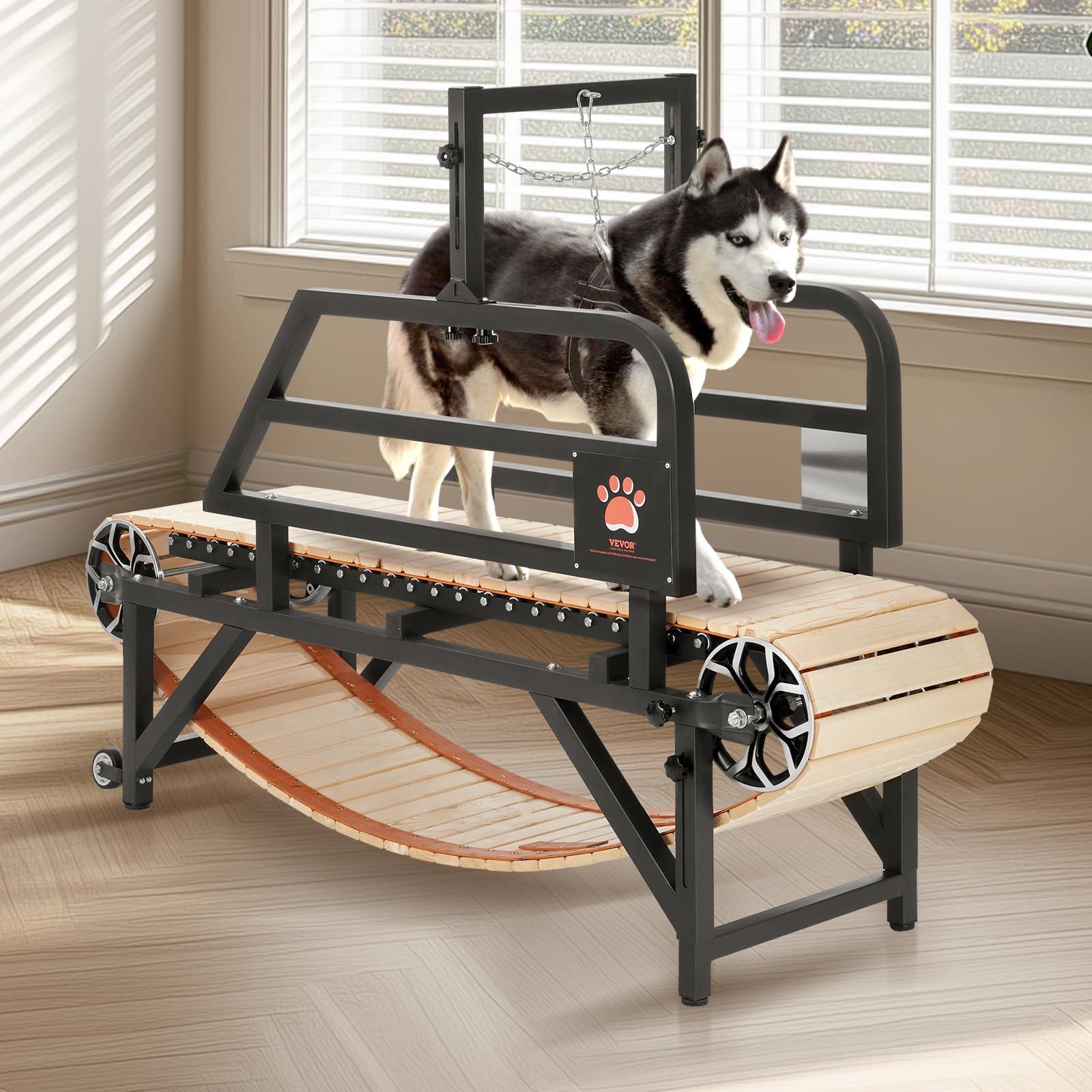 VEVOR Cinta de Correr para Perros Medianos de 175 x 51 x 130 cm Capacidad de Carga de 100 kg Máquina para Correr para Perros con Rampas Ajustables, Equipo de Ejercicio para Perros Medianos, Negro