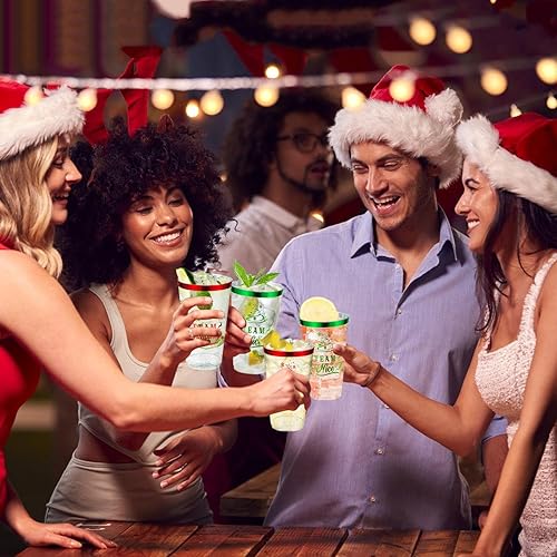 Miniatura 6 de BYMIOYA 30 tazas de 16 onzas para fiesta de Navidad, vasos de plástico de gran capacidad, con borde rojo y verde, vasos transparentes desechables de
