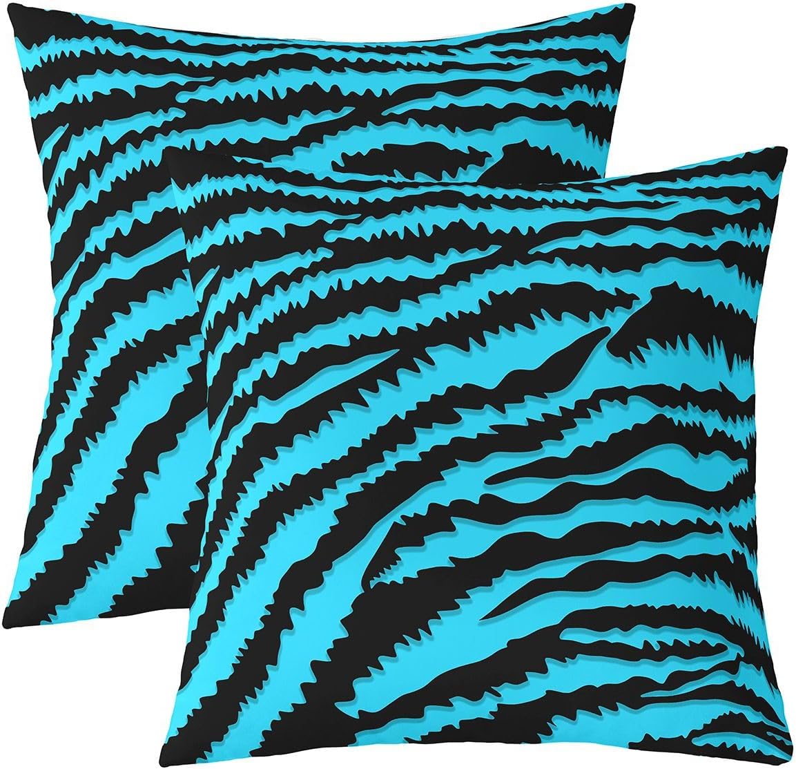 Erosebridal Turquoise Black Zebra Stripes Pack of 2 Throw Pillow Covers Abstract Geometric Stripes Pillow Covers Modern Animal Print Cushion Cases High Contrast Minimalism Lines Decor 20x20 Inch