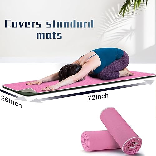Miniatura 2 de Toalla de yoga caliente antideslizante, paquete de 2 toallas de yoga gruesas y suaves, absorbentes del sudor, con punto de agarre, 72 x 27 pulgadas,