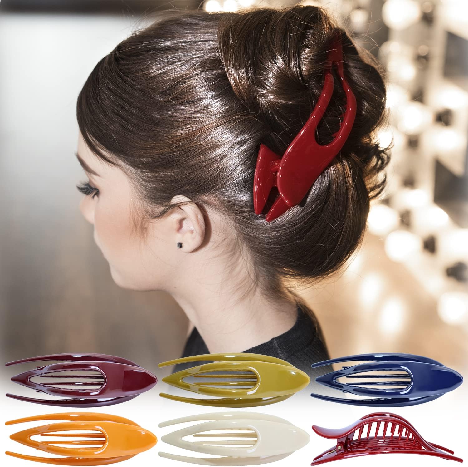 RC ROCHE ORNAMENT Lot de 6 pinces à cheveux courbées français accessoire de beauté pince à dents