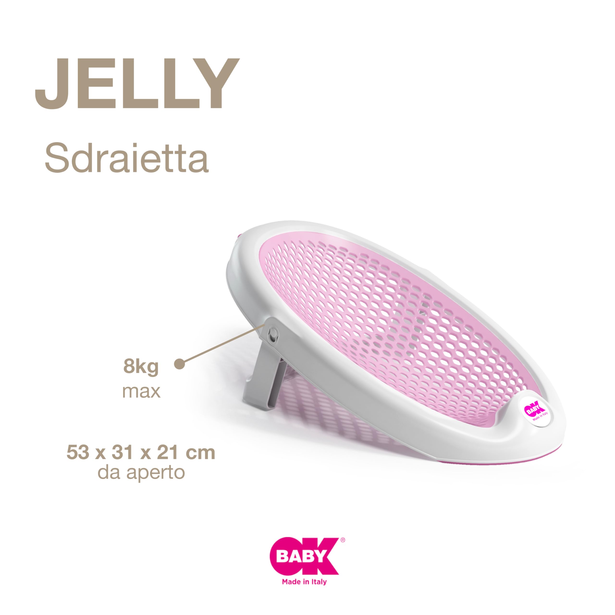 OKBABY Jelly - Sdraietta da Bagno Richiudibile, Morbida e Confortevole per il Bagnetto del Neonato 0-8 Mesi (8kg) - Rosa