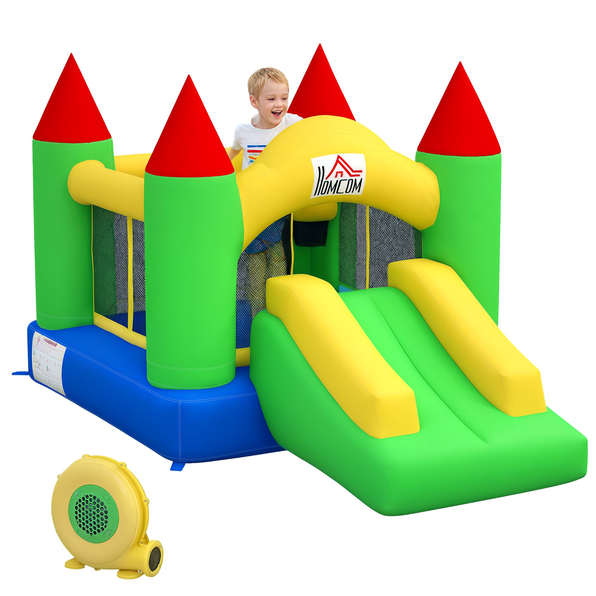 HOMCOM Aufblasbare Hüpfburg mit Gebläse – 300 x 180 x 160 cm, für Kinder von 3 bis 10 Jahren