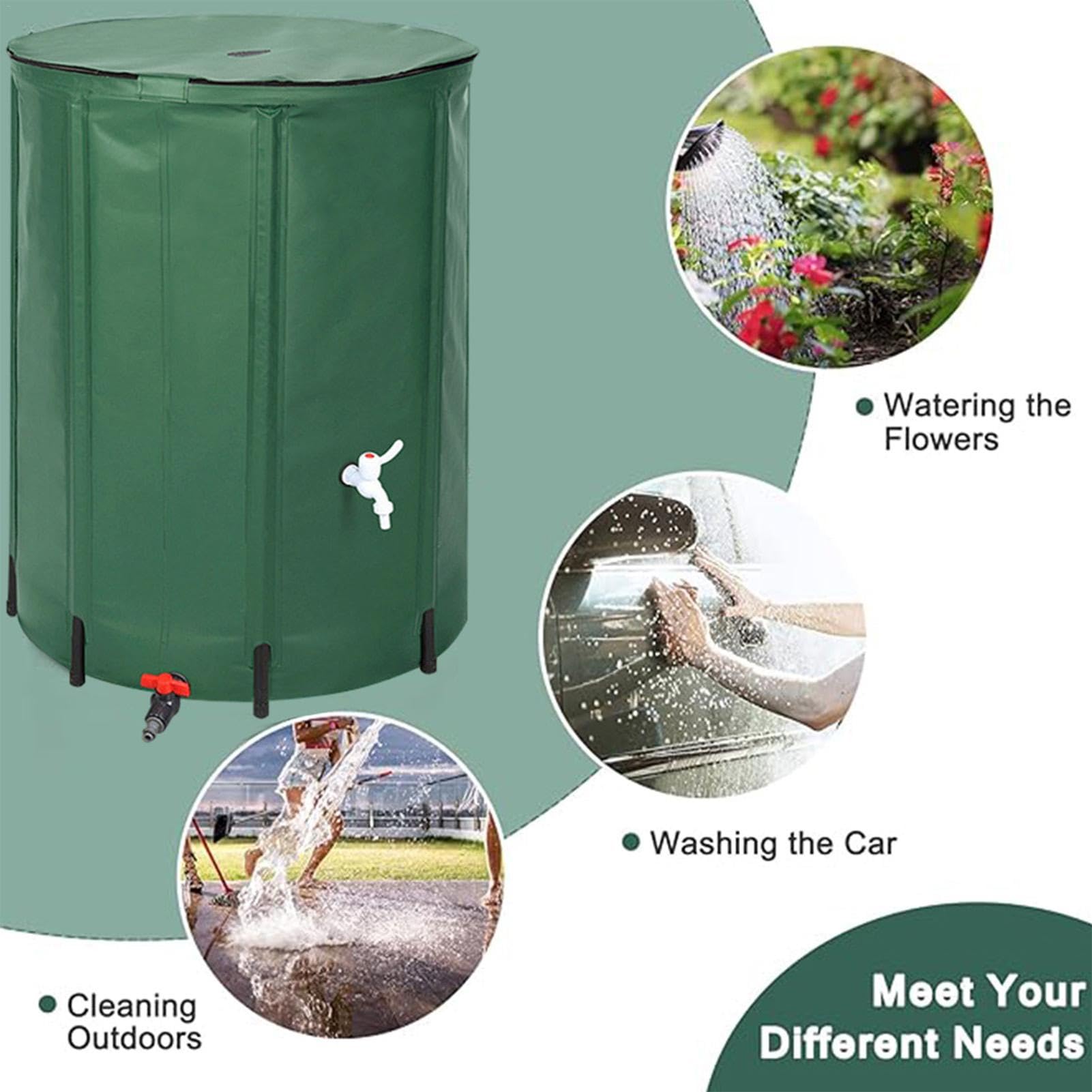 Barril de recolección de Agua de Lluvia – Tanque de Almacenamiento de Agua | Duradero para Jardines y céspedes. Solución ecológica de recolección de Agua de Lluvia con válvula de desbordamiento de