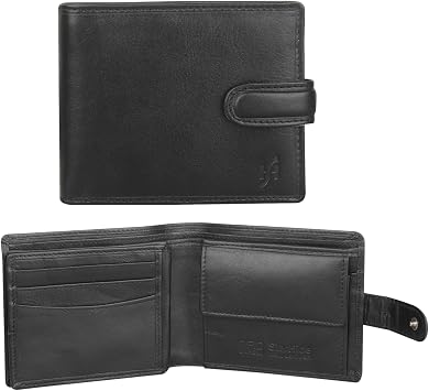 Starhide Mens RFID Blocking Luxury Italian VT Leather Billfold Purse Wallet 1212 Black