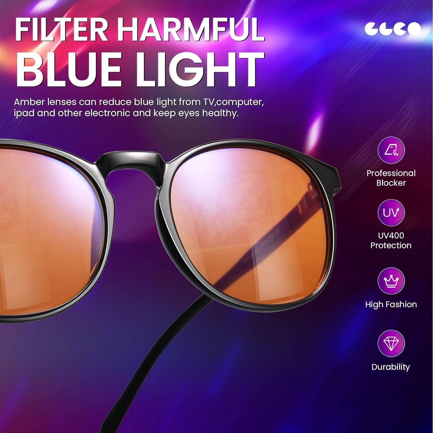 IBOANN Blue Light Blocking Glasses Women/Men, Round Fashion Retro Frame, Vintage Fake Eyeglasses with Clear Lens…