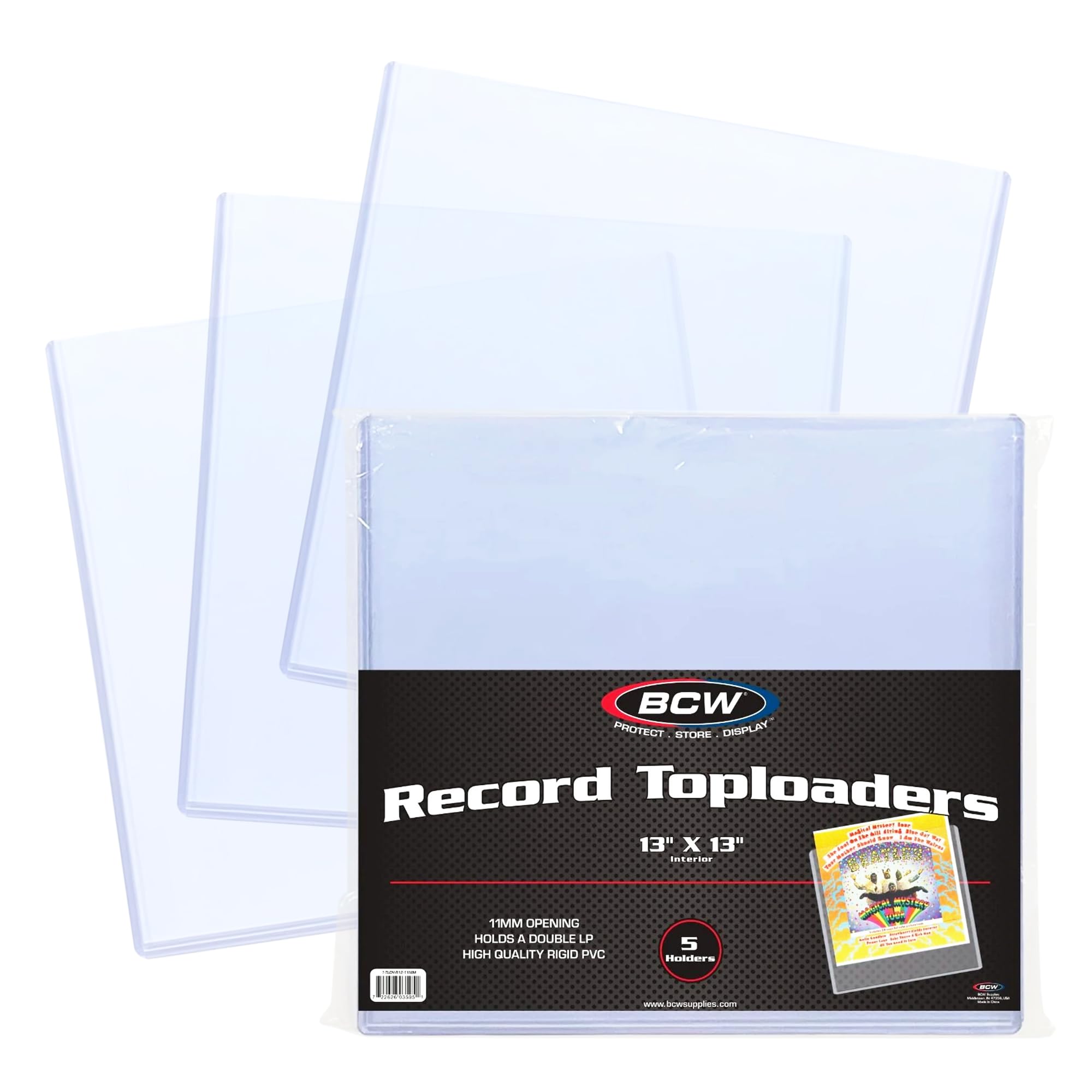 BCW Supporto per dischi in vinile da 30,5 cm, confezione da 5, spessore 11 mm, protezione per album in PVC rigido, compatibile con custodie e borse, soluzione essenziale per conservare e esporre album