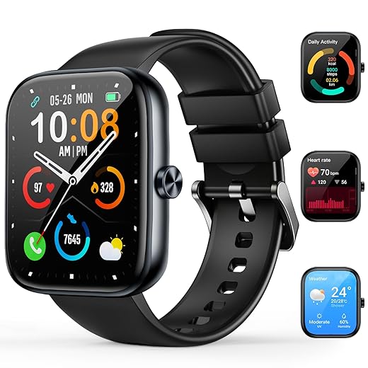 Smart Watch for Men Women, 1.83" HD Touchscreen Fitness Watch with Bluetooth Call&Message Notifications, 110+Sport Modes, 24/7 Heart Rate/Sleep Monitor, IP68 Waterproof Fitness Tracker for Android iOS