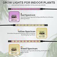 Vista 3 de iPower Cultivar plantas de interior, espectro rojo amarillo de 4 cabezas, 3 modos de luz y 10 niveles regulables con control remoto y función