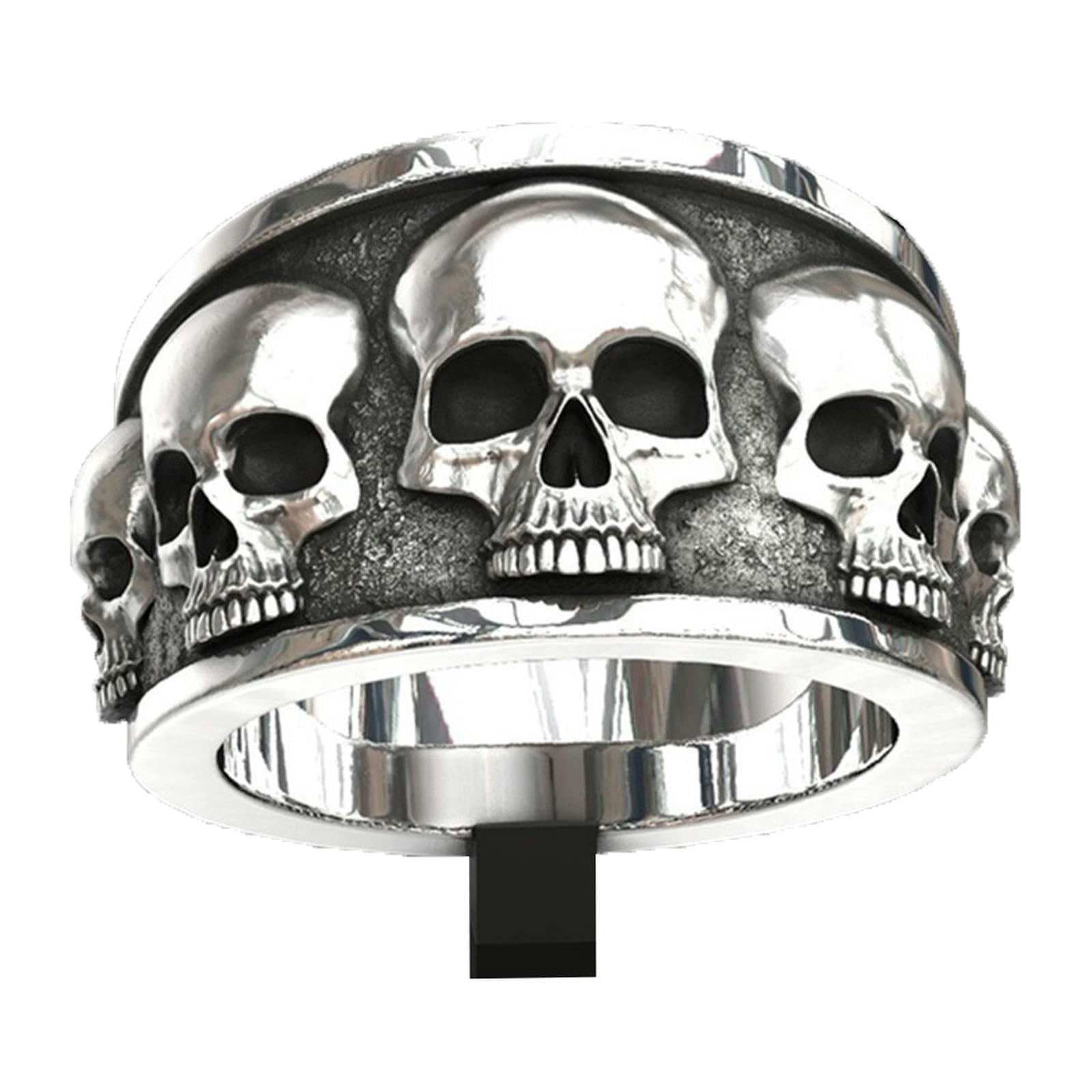 NEDOES Anillo de calavera con cabeza de fantasma para hombre dominante a la moda, anillo de fantasma de motorista Punk Vintage, joyería gótica masculina