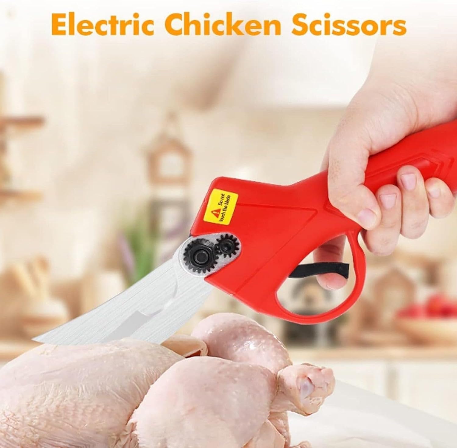 Electric Food Scissors，Kitchen Bone Scissors,2 * 21v Lithium Batteries-Wireless Handheld Poultry Shears Chicken Bone Scissors,Rechargeable Lithium Battery Kitchen Scissors, Red