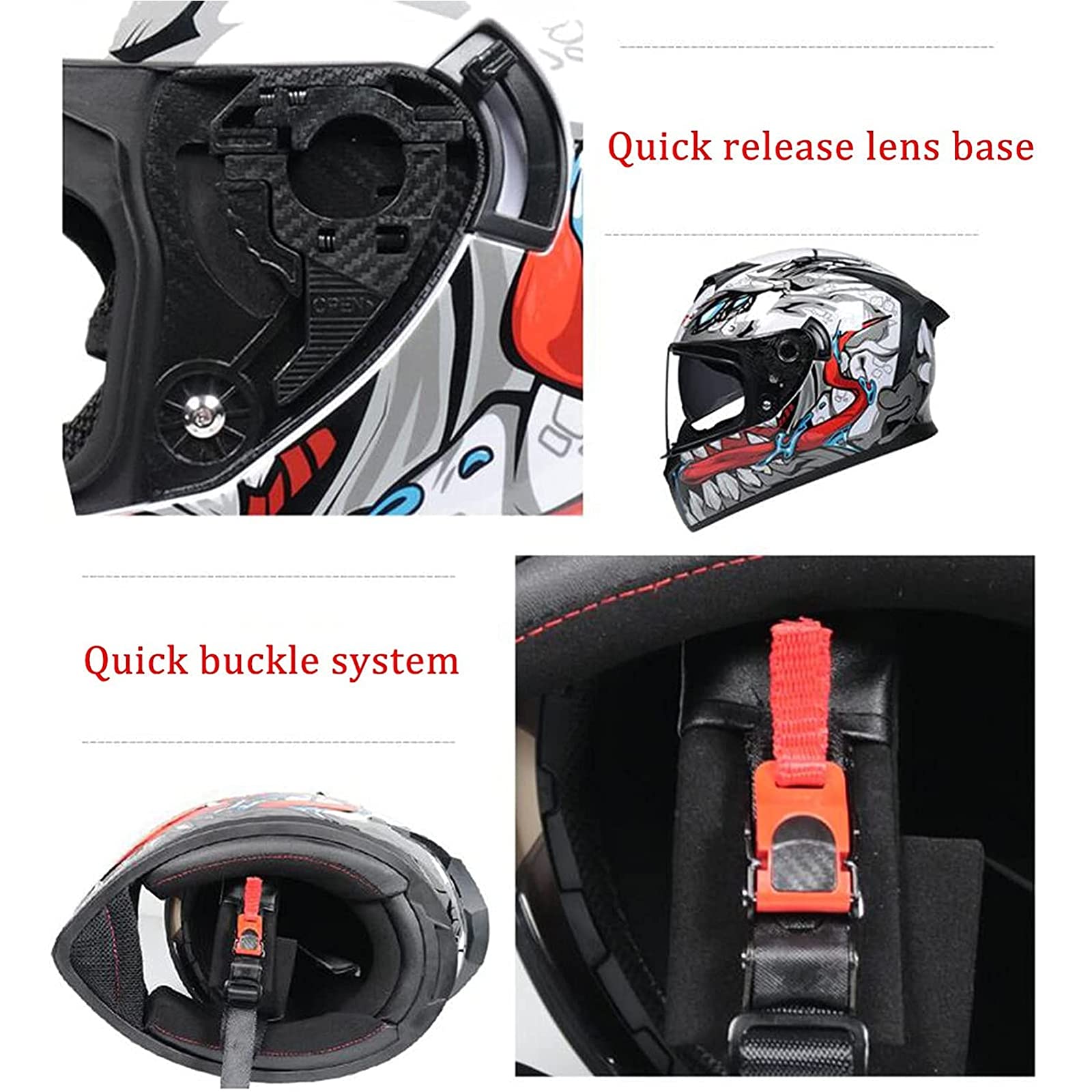 Kask Motocyklowy Na Całą Twarz, Modułowy Kask Motocyklowy, Kask Wyścigowy Motoroweru Na Cztery Pory Roku z Podwójną Osłoną Przeciwsłoneczną Dla Mężczyzn I Kobiet, Zatwierdzony Przez Dot/Ece,P,S