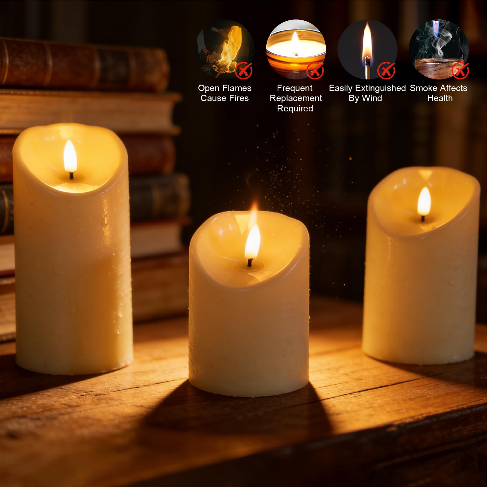 Candele LED con Telecomando, 3 Pezzi (10cm 12.5cm 15cm) - Candele Elettriche Senza Fiamma con Effetto Fiamma Tremolante e Timer, Candele a Batteria Impermeabili per Compleanno, Festa, Matrimonio