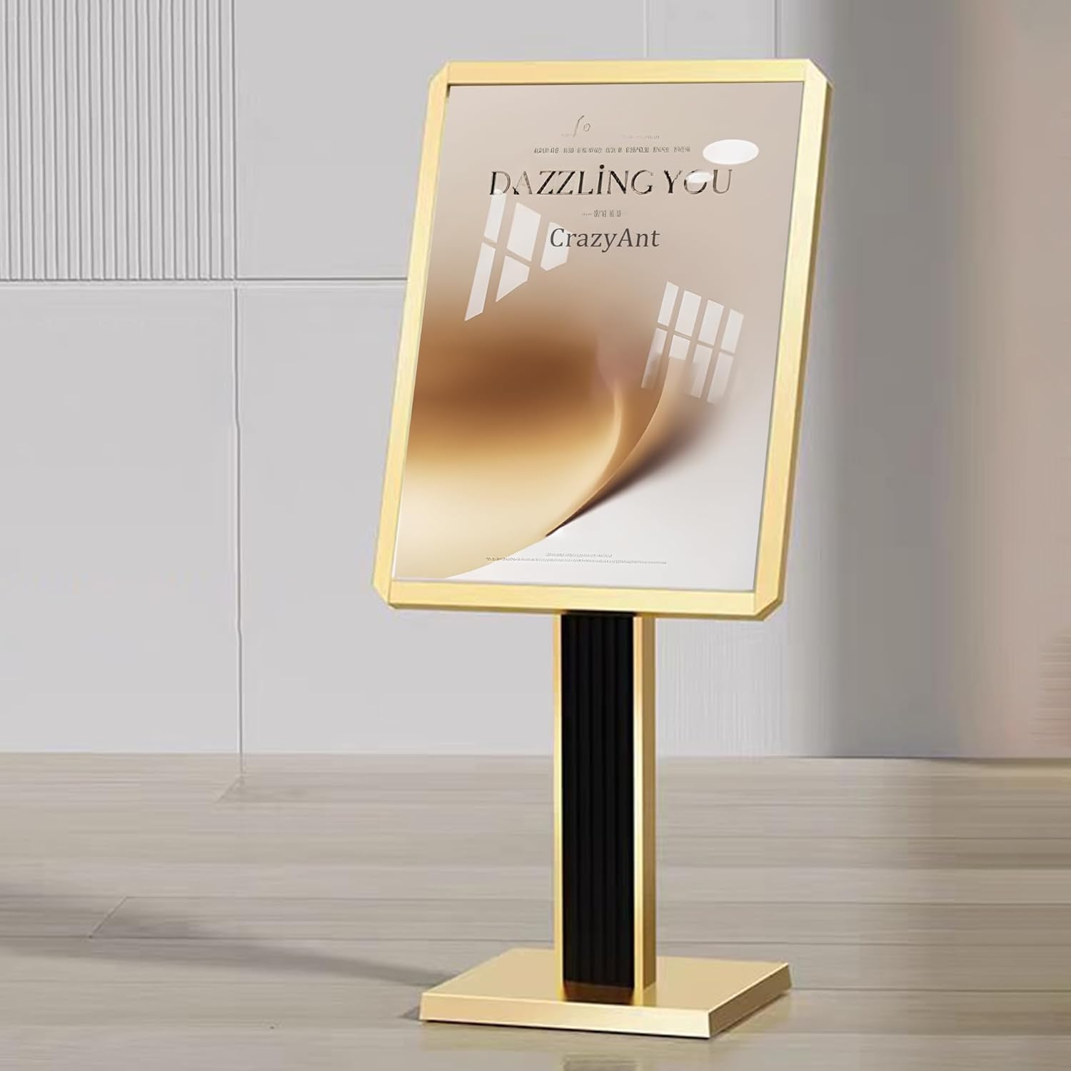 Sign Holder Stand 21x29 inch-Adjustable Floor Standing Sign Holder-Heavy Duty Aluminum Menu Stands with Snap-Open Frame Display for Malls,Schools,Restaurants(Gold)