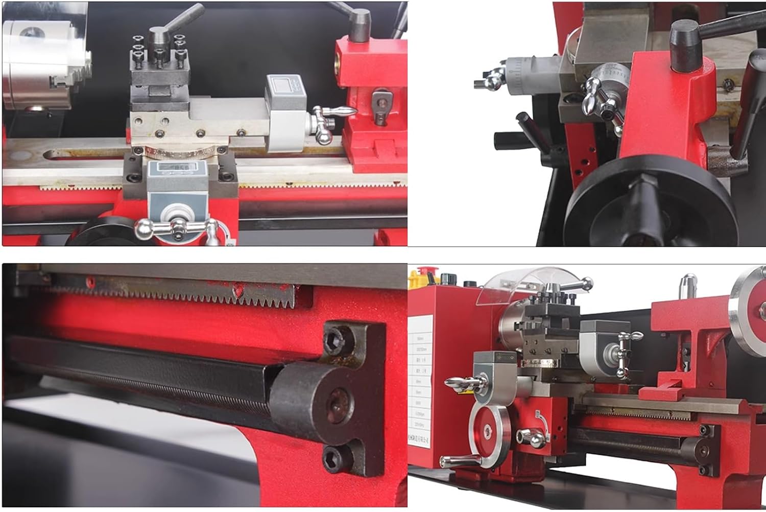 7 * 13.78" 500W Mini Benchtop Metal Lathe, 2500RPM Variable Speed With 3.15in 3-jaw Self-centering Chuck, Plastic Gear, Plastic Handwheel, Digital Feed Display