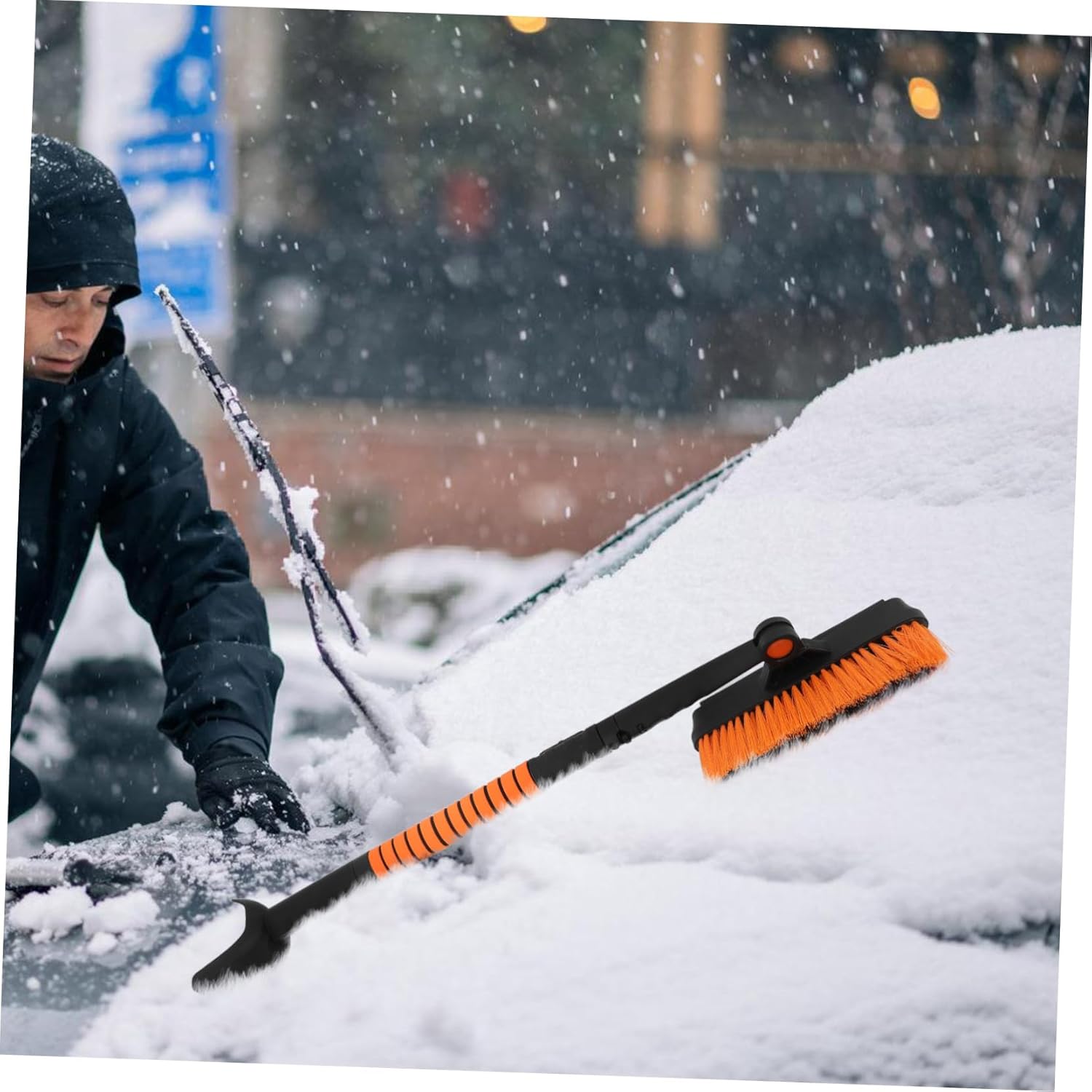 Extendable Car Snow Removal Tool Ice Scraper and Brush Winter Essentials for Cars Trucks SUVs Efficient Snow Cleaning and Ice Scraping