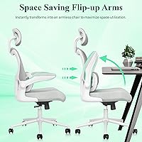 Vista 6 de SUNNOW Ergonomic Office Chair, Comfy Mesh Desk Chair, High Back Computer Gaming Chairs with Adjustable Lumbar Support, Flip-Up Arms, Headrest, Tilt