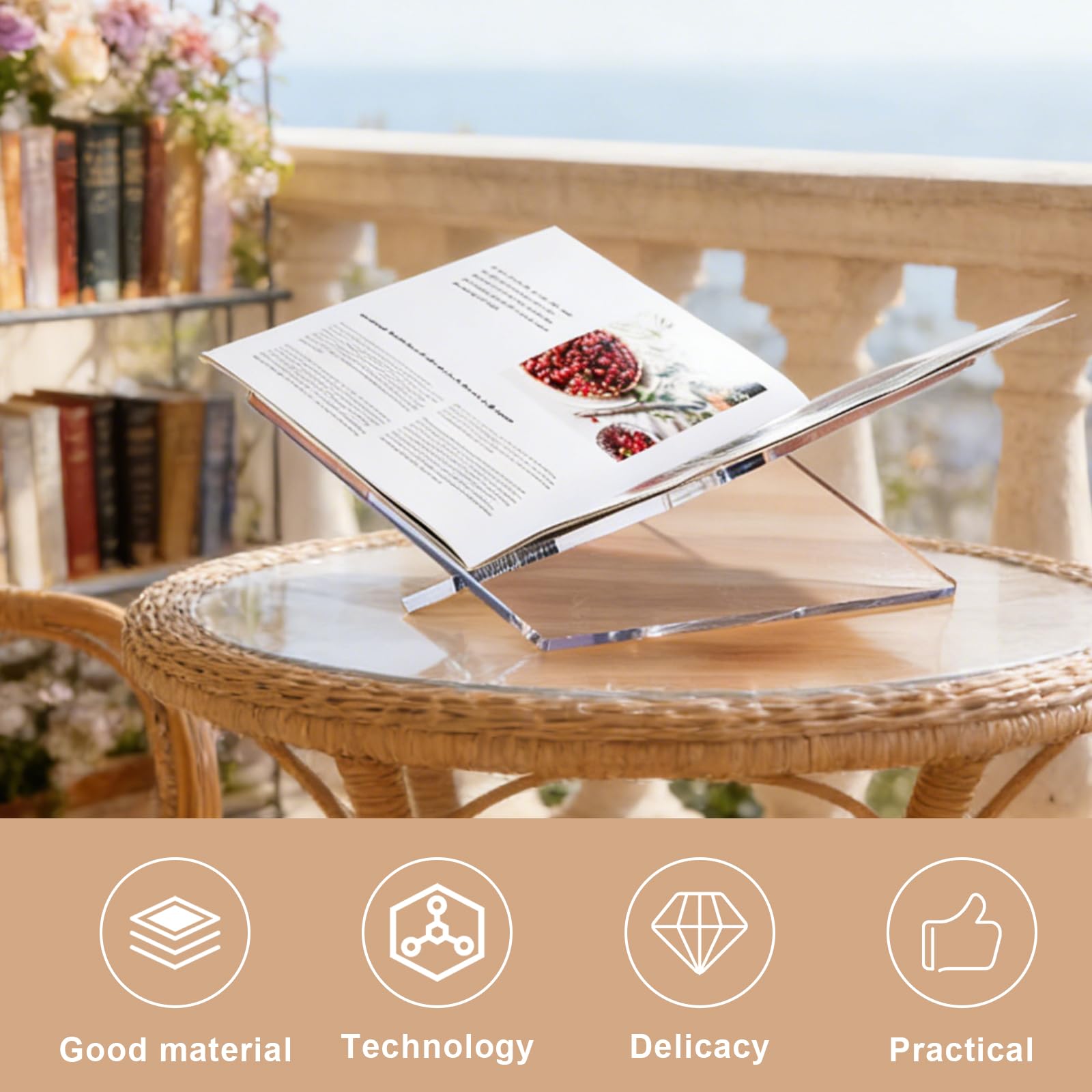 Cornice a croce in acrilico: leggio a forma di X, in acrilico trasparente, adatto per bibbia chiusa, corano, arte, libri di testo e riviste