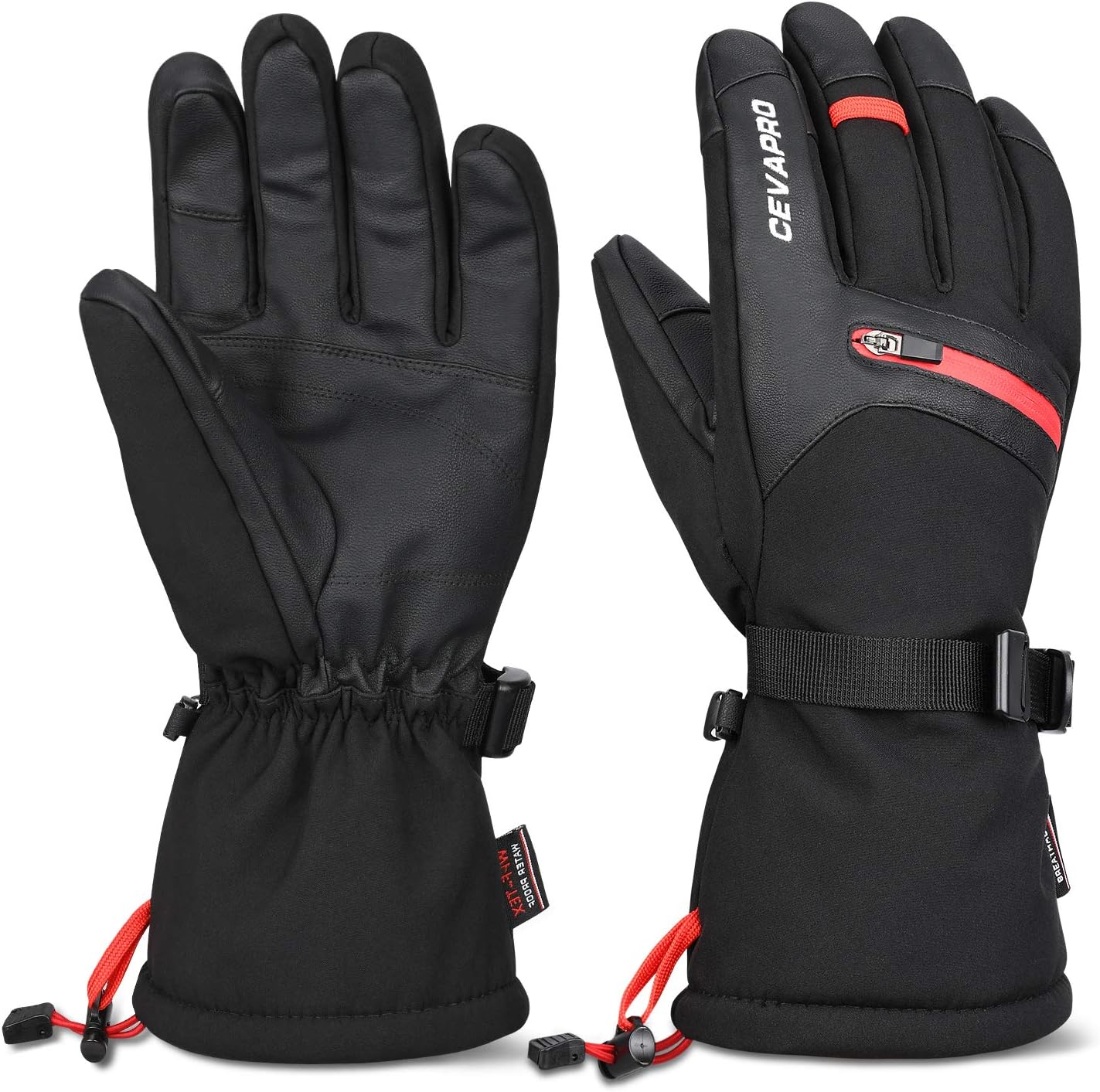 Cevapro 40℉ Winter Gloves Waterproof Ski Gloves 3M Insulated Snowboard