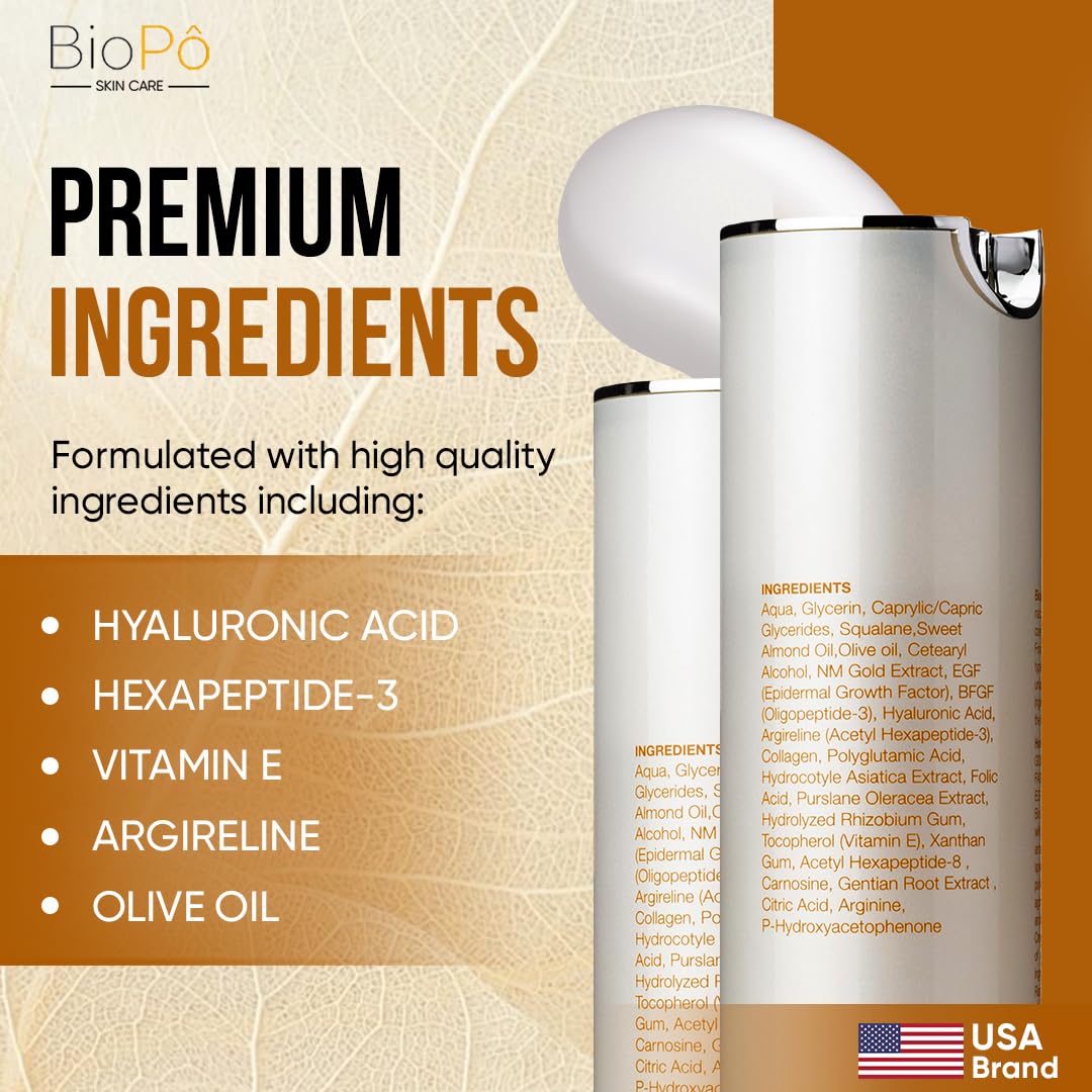 EGF Gold Anti-Aging & Anti-Wrinkle Cream – Reduces Fine Lines, Firms Skin, Promotes Cell Regeneration, with Retinol, Collagen & Hyaluronic Acid, 50 ml, Made in USA