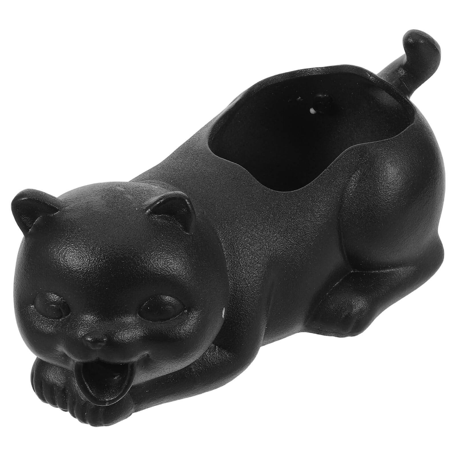 Abaodam Escultura de Gato de Cerámica Negra para Pecera Fuente Decorativa Flujo de Agua Natural para Acuarios de Agua Dulce Accesorio de Oxigenación y Decoración para Jardín Interior y
