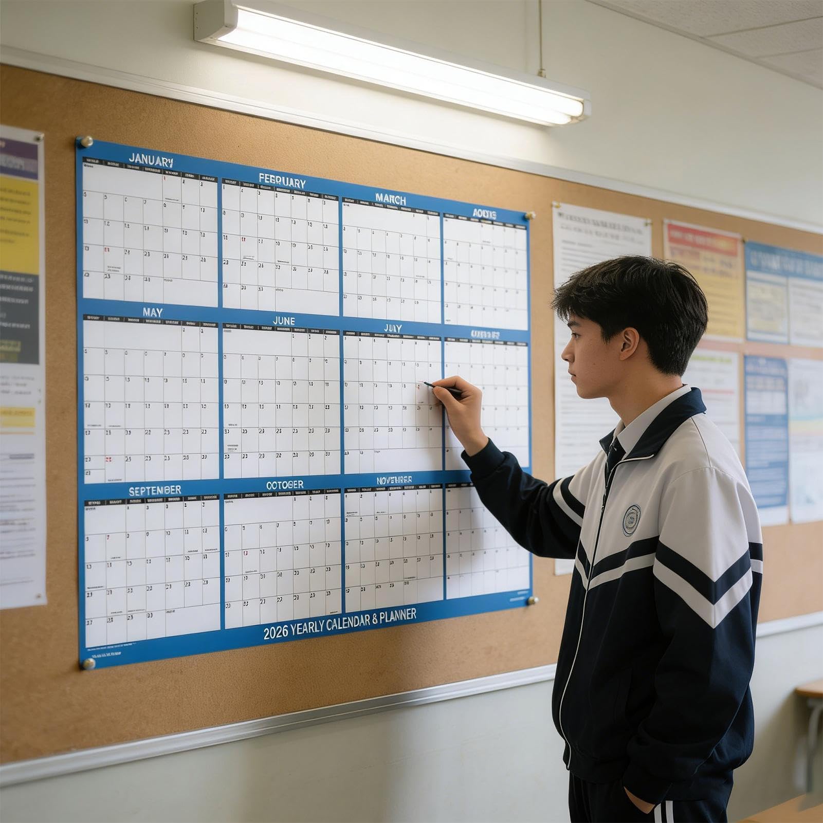 Calendario da Parete Planner Scrivibile per Obiettivi | Annuario Annuale Per Camera Da Studio Dormitorio Soggiorno Appartamento Studenti Adulti