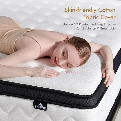 Miniatura 3 de Colchón tamaño King de 12 pulgadas, firmeza media, con espuma viscoelástica y resortes individuales para alivio de presión y sueño silencioso,