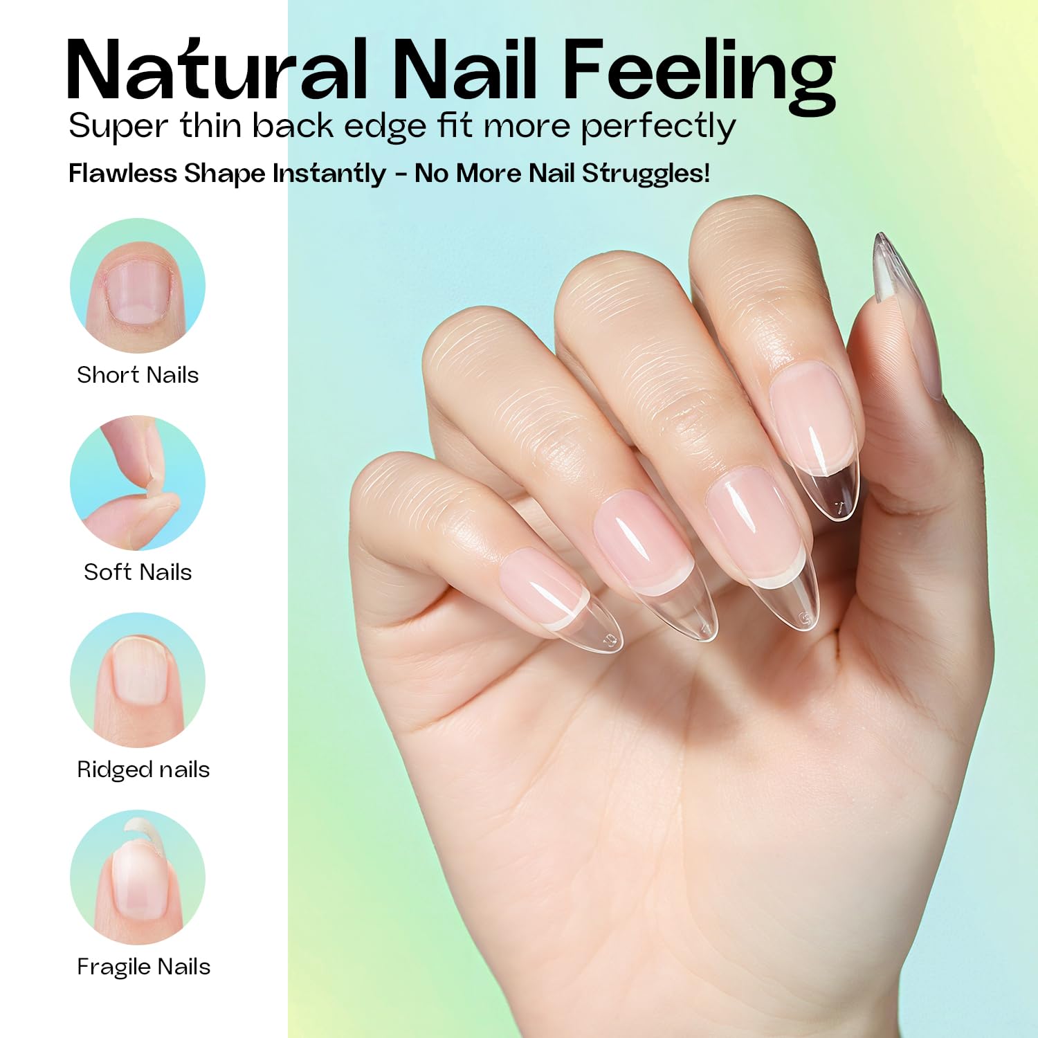 330 unghie finte a mandorla media, 15 misure, in acrilico, pre-limate, extra lunghe, per donne, manicure fai da te, qualità da salone, non necessita di limatura