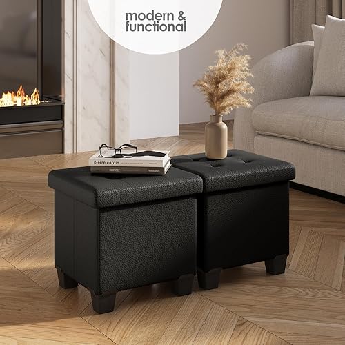 Miniatura 695 de Otomana plegable para dormitorio o sala de estar, con contenedores de almacenamiento, reposapiés para el extremo de la cama, soporta hasta 660 lb,