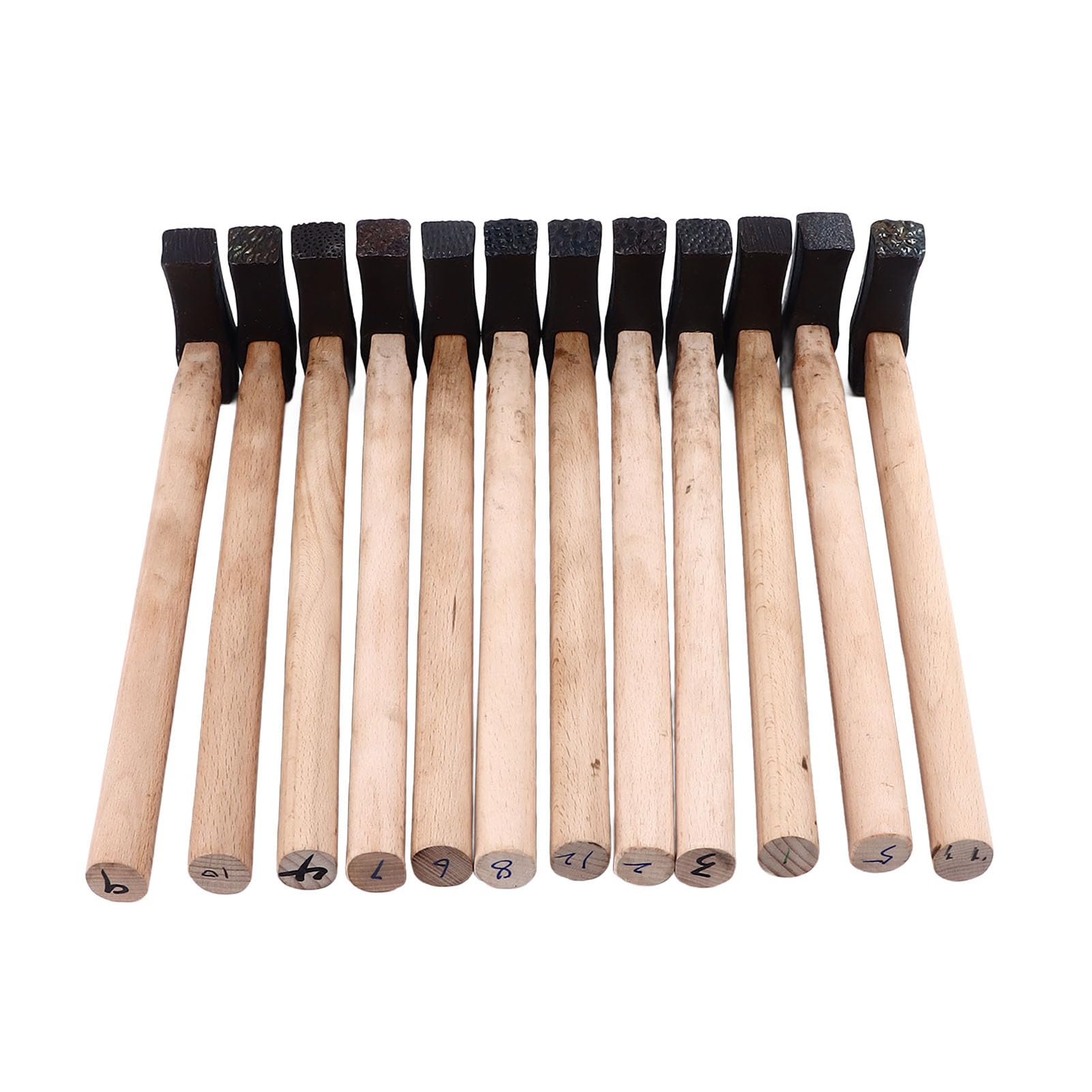 Aramox Set Di Martelli Per Texture Manico In Legno Strumento Per Formare Il Metallo 12 Facce Di Modelli Per La Creazione Di Gioielli E Artigiani Della Lavorazione Dei Metalli Che Creano Texture A